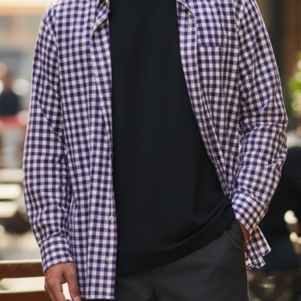 Men's Purple Check Button-Down Shirt